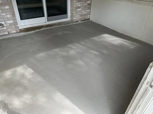 Patio with a smooth new concrete overlay